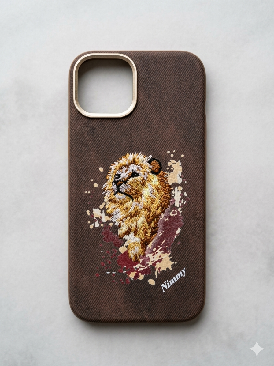 3D Embroidery Cases - Lion Brown
