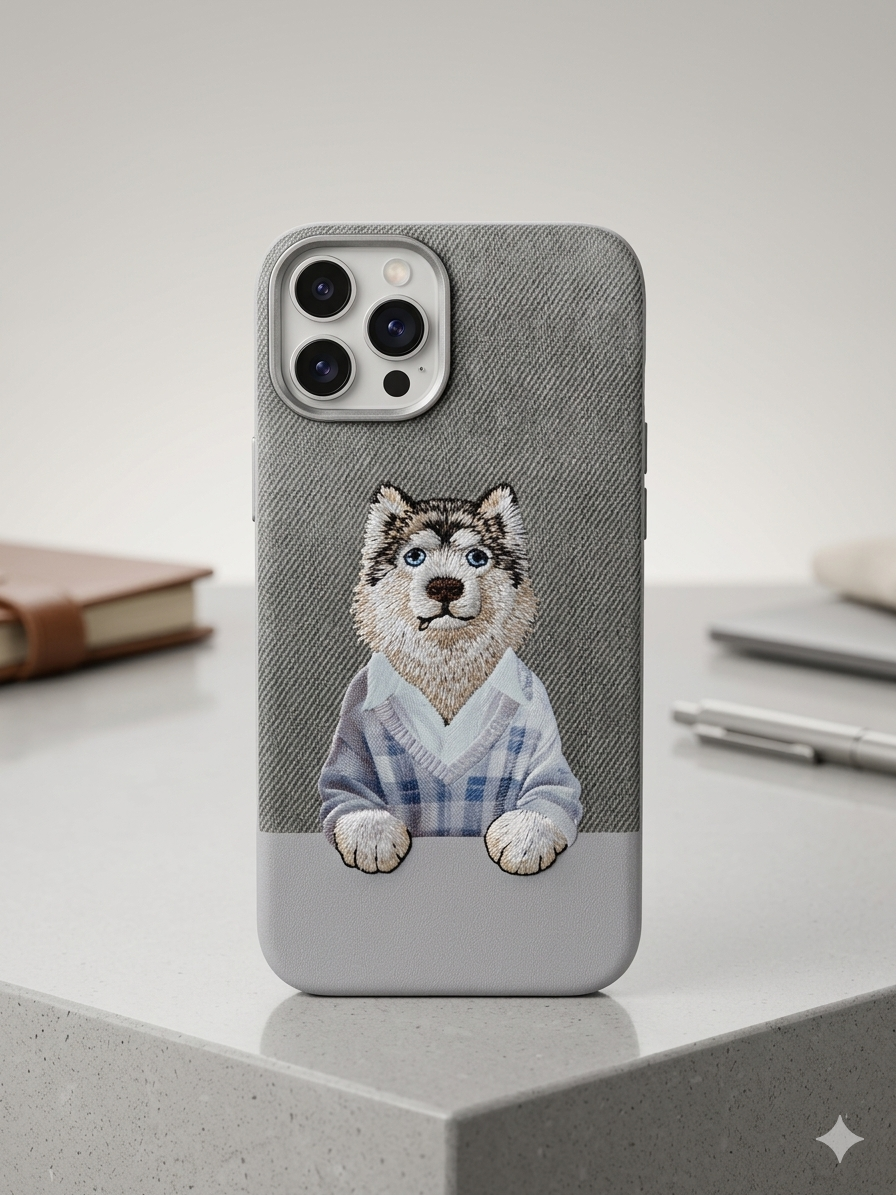 3D Embroidery Cases - Husky Grey