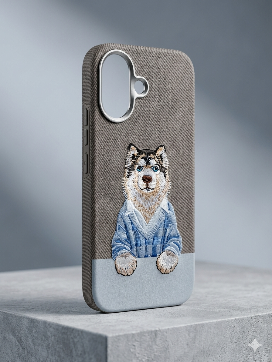 3D Embroidery Cases - Husky Grey